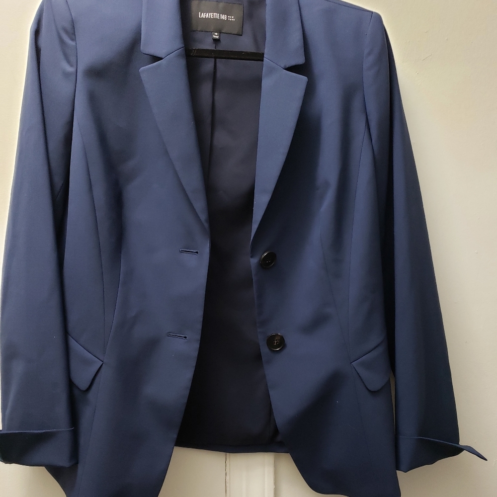 Lafayette 148 New York Navy Wool Blazer
